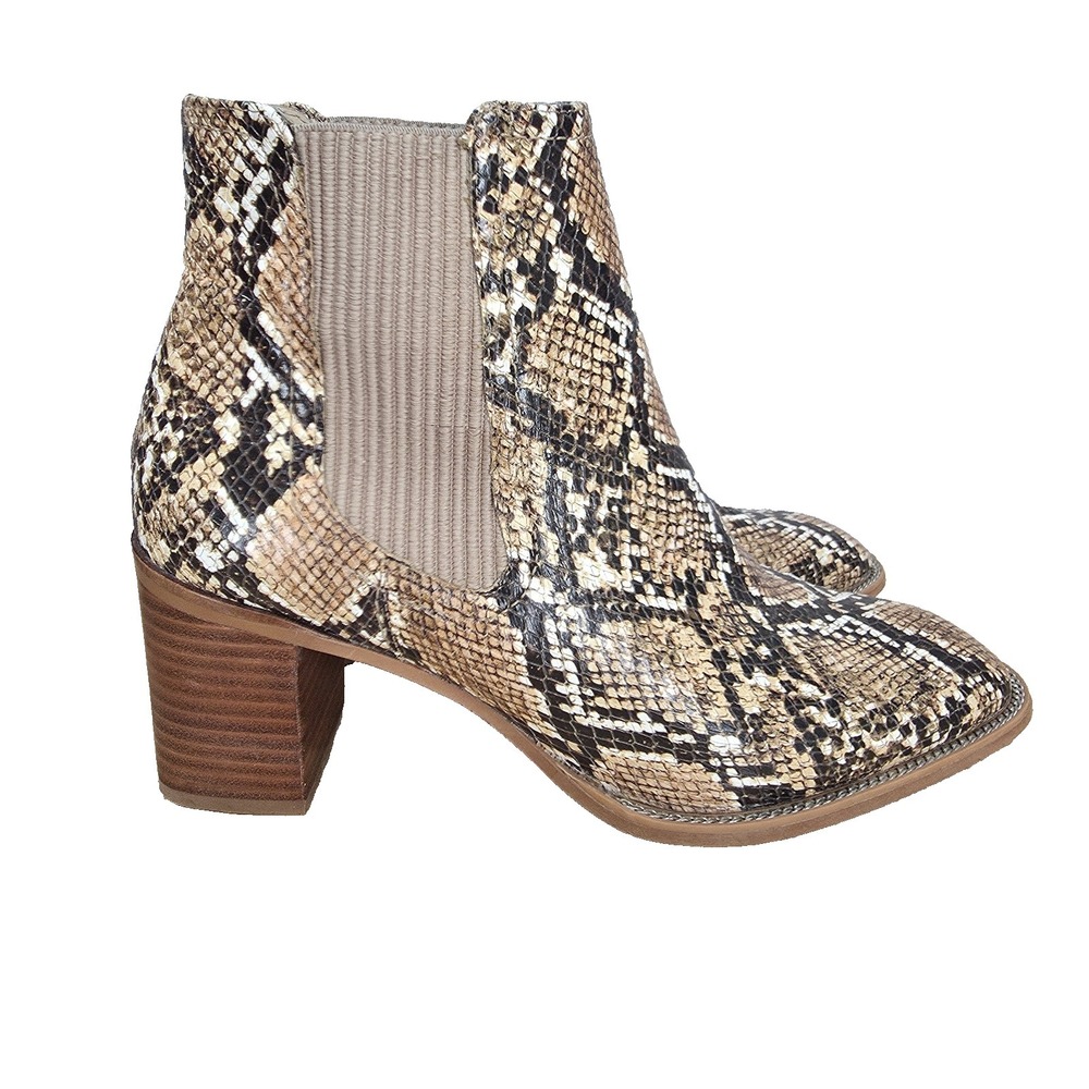 Vince Camuto Chelsea Boots Womens 9 M Jentilliy Brown Snake Leather Ankle Bootie